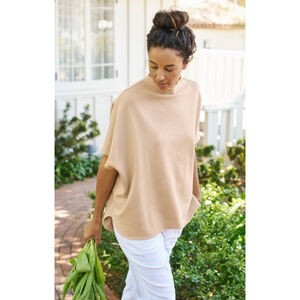 New Frank & Eileen Audrey Desert/Sand Beige Funnel Neck Triple Fleece One Size